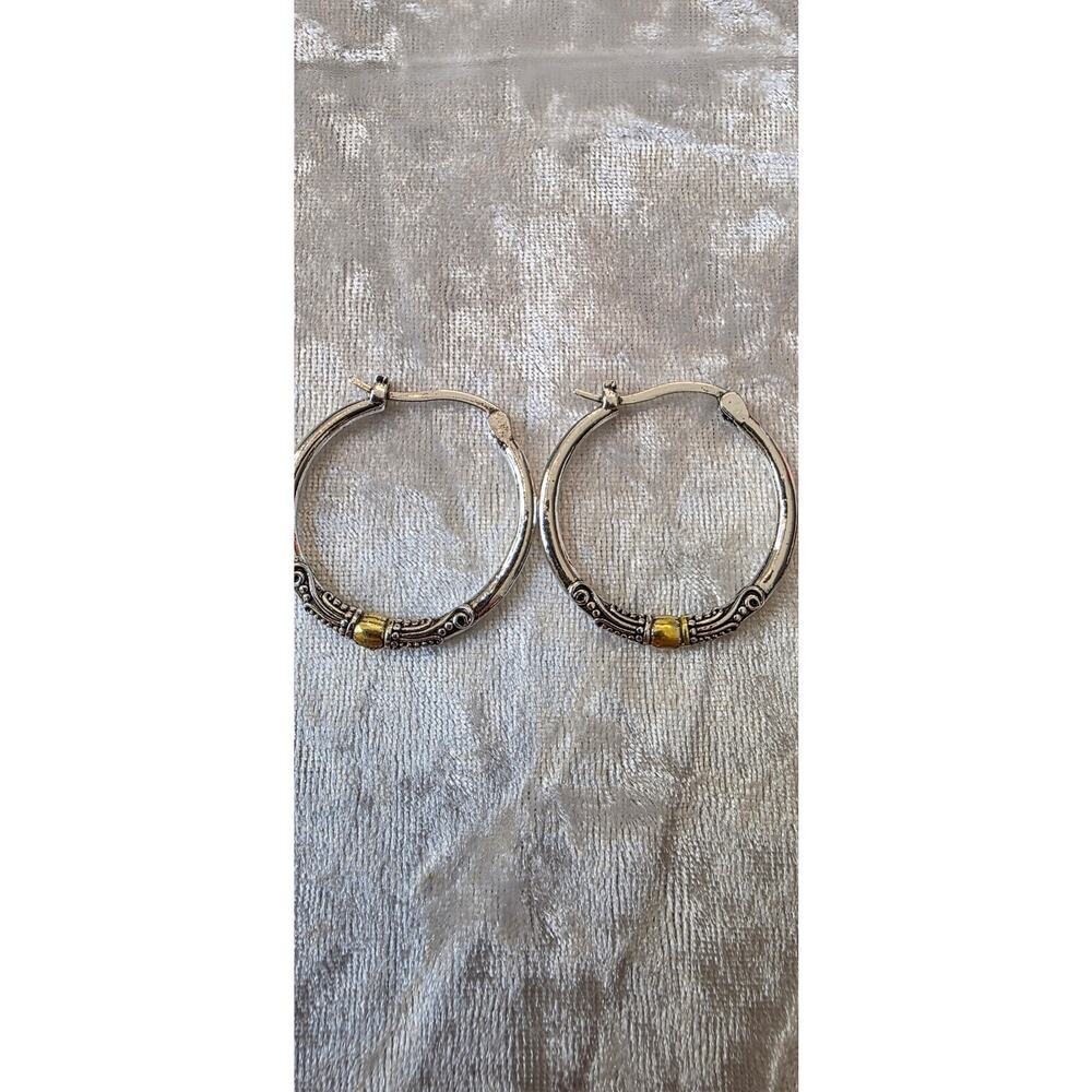 Brighton Beach Two Tone Hoop Earrings* - Picture 4 of 4
